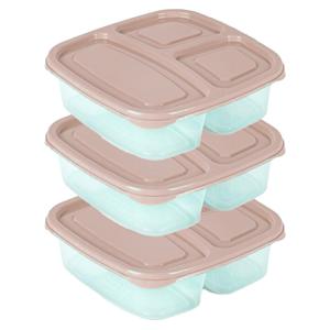 Plasticforte Vershoudbakje - 3x - 3-vaks - 1,2L - meal prep - herbruikbaar - taupe