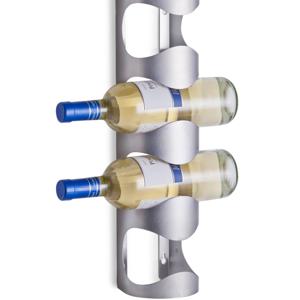 Zeller Wijnrek - zilverkleurig - muurrek - voor 4 flessen - 45 cm - rek voor wijnflessen