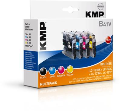 KMP Inkt vervangt Brother LC-123 Compatibel Combipack Zwart, Cyaan, Magenta, Geel B41V 1525,0050 KMP Inkt vervangt Brother LC-123 Compatibel Combipack Zwart, Cyaan, Magenta, Geel B41V 1525,0050
