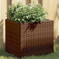 Plantenbak 36x30x32 cm poly rattan bruin - thumbnail