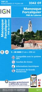 Wandelkaart - Topografische kaart 3342OT Manosque - Forcalquier | IGN