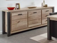 Dressoir TRAMO 2 deuren 3 lades 222 cm oude eik