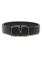 Valentino Garavani ceinture en cuir à plaque VLogo - Noir - thumbnail