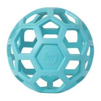 JW Pet HOL-ee Roller™, hondenspeelgoed, puzzelbal, natuurlijk rubber, groot (5,5 inch diameter), blauw