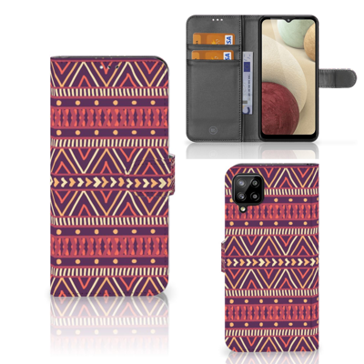 Samsung Galaxy A12 Telefoon Hoesje Aztec Paars Samsung Galaxy A12 Telefoon Hoesje Aztec Paars