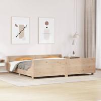 vidaXL Bedframe met hoofdbord massief grenenhout 200x200 cm, bed, slaapkamermeubel, houten bed, tweepersoonsbed, houten bedframe, bedbodem