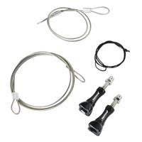 Mantona Veiligheidslijnen set (roestvrij staal 40-100 cm, voor actiecamera's zoals GoPro Hero 6 5 4 3 2 1 veiligheidslijn universeel, voor vele actiecamera's) zwart/zilver