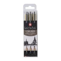 Fineliner Sakura Pigma Micron set ÃƒÆ' 3 schrijfbreedtes zwart