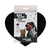 Eat Slow Live Longer Lekmat in hartvorm, 19 x 23 cm, anti-snuffelmat, slow feeder, snuffelmat, 100% siliconen, vaatwasmachinebestendig, voor hond of kat, antischrokbak, grijs