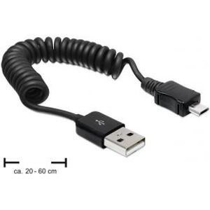 DeLOCK USB 2.0-A/USB micro-B 0.6m USB-kabel 0,6 m USB A Micro-USB B Zwart