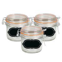 Weckpot/inmaakpot - 6x - 200 ml - glas - met beugelsluiting - incl. etiketten - thumbnail