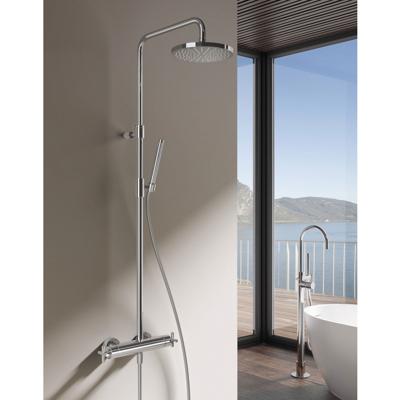 Doucheset Hotbath Chap Get Together Opbouw 20cm Rond Glans Chroom Thermostaatkraan Glijstang Regendouche en Handdouche