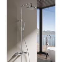 Doucheset Hotbath Chap Get Together Opbouw 20cm Rond Glans Chroom Thermostaatkraan Glijstang Regendouche en Handdouche