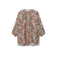 Mango oversized blouse met all over print bruin/groen