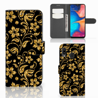 Samsung Galaxy A30 Hoesje Gouden Bloemen