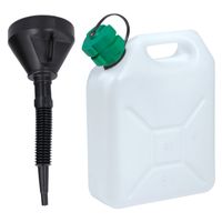 Jerrycan wit voor brandstof van 5 liter met een handige grote trechter - thumbnail