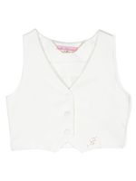 Miss Blumarine gilet à plaque logo - Blanc