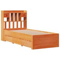 vidaXL Bed met boekenkast zonder matras grenenhout wasbruin 100x200 cm, bed, slaapkamermeubel, bed met opbergruimte, eenpersoonsbed, houten bed