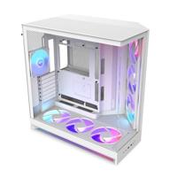 NZXT H9 Flow RGB+ (2025) - Grote Dual-Chamber ATX Mid-Tower PC-kast met luchtstroom - Inclusief 7 RGB-ventilatoren (6 x 140mm, 1 x 120mm) & besturingshub - Ondersteuning voor 420mm radiator - Wit