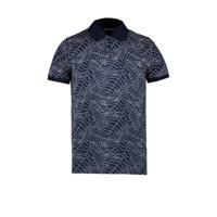 Cars polo Lumberton met bladprint donkerblauw/ecru