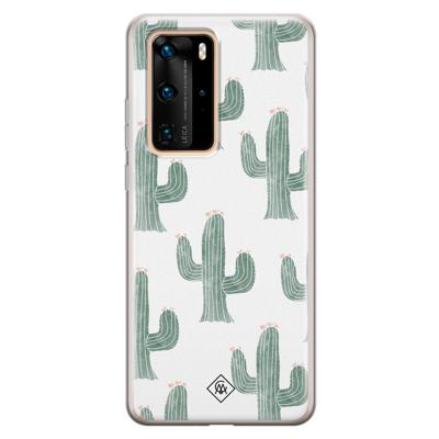 Huawei P40 Pro siliconen telefoonhoesje - Cactus print