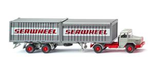 Wiking 052402 H0 Vrachtwagen Magirus Deutz Trekker-containeropleggercombinatie Seawheel