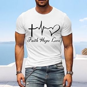 letter grafische prints geloof heren 100% katoen grafisch t-shirt basic modern eigentijds overhemd korte mouwen comfortabel t-shirt straat vakantie zomermode Lightinthebox