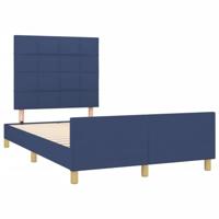 vidaXL Bedframe met hoofdbord stof blauw 120x190 cm, bed, ledikant, tweepersoonsbed, slaapmeubel, bedbodem, bedden, slaapmeubels, slaapmeubelen