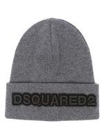 DSQUARED2 bonnet en maille à logo brodé - Gris