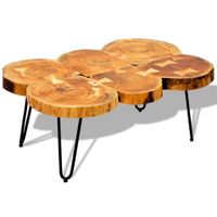 Salontafel met 6 boomstammen 35 cm massief sheesham hout