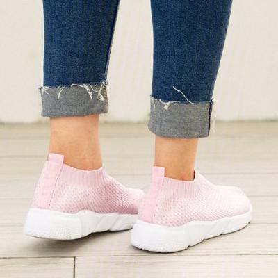 Women Breathable Elastic Cloth Sneakers Platform Slip On Sneakers