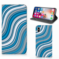 Apple iPhone Xs Max Hoesje met Magneet Waves Blue - thumbnail