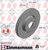 Remschijf COAT Z ZIMMERMANN, Remschijftype: Binnen geventileerd, u.a. für Audi