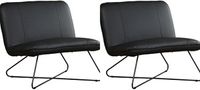 Set van 2 Zwarte leren industriële fauteuils zonder armleuning Smile - Toledo Leer Nero (zwart leer)