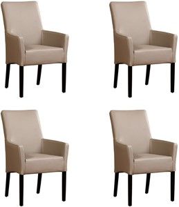 Set van 4 Taupe leren landelijke eetkamerstoelen Just - Toledo Leer Khaki (taupe leer)