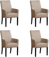 Set van 4 Taupe leren landelijke eetkamerstoelen Just - Toledo Leer Khaki (taupe leer) - thumbnail