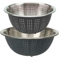 RVS keuken vergiet/zeef - set met 2 formaten - antraciet - Diameter 24 en 27 cm - thumbnail