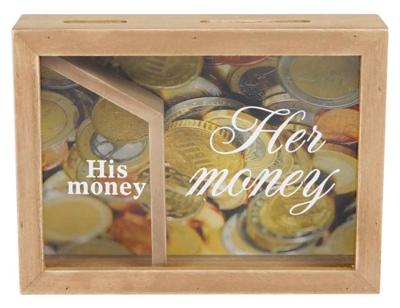 Gifts Amsterdam spaarpot His and Hers 15 x 20 cm hout bruin Gifts Amsterdam spaarpot His and Hers 15 x 20 cm hout bruin