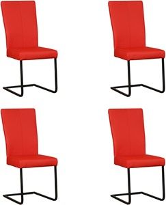 Set van 4 Felrode leren industriële eetkamerstoelen Dare - poot vierkant zwart - Toledo Leer Ferrari (felrood leer)