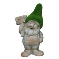 Tuinkabouter beeldje - Dwarf Steef - Polystone - grasgroene muts - 28 cm