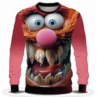 Grappig Voor heren Modieus 3D-afdrukken Sweatshirt Hoodies Rood Strakke ronde hals Herfst Winter Ontwerper Sweatshirt met capuchon Lightinthebox