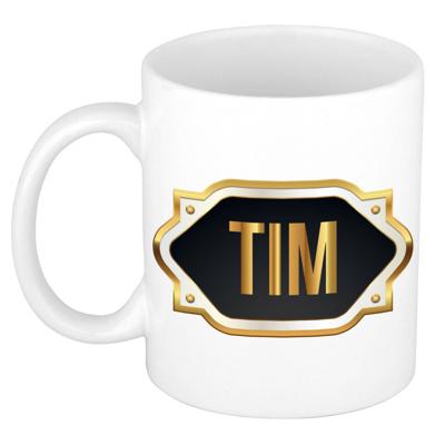 Tim naam / voornaam kado beker / mok met embleem - Naam mokken