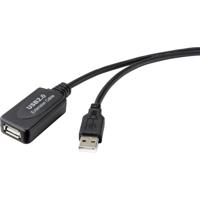 Renkforce USB-kabel USB 2.0 USB-A stekker, USB-A bus 20.00 m Zwart Actief met signaalversterking RF-4535088 - thumbnail