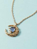 Vintage Legering Maan Maansteen Halsketting