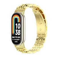 By Qubix - Stalen schakelbandje - Goud - Compatible met Xiaomi Smart Band 8 & 9 - Compatible Xiaomi bandje