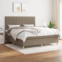 vidaXL Boxspring met matras stof taupe 160x200 cm