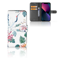 Apple iPhone 13 Telefoonhoesje met Pasjes Bird Flowers - thumbnail