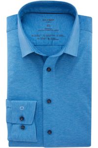 OLYMP Luxor 24/Seven Dynamic Flex Modern Fit Jersey shirt blauw, Melange