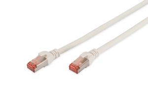 Digitus DK-1644-005/WH RJ45 Netwerkkabel, patchkabel CAT 6 S/FTP 0.50 m Wit Vlambestendig, Folie afscherming, Afscherming gevlochten, Afgeschermd,