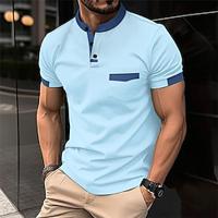 Voor heren Golfshirt golfpolo Werk Casual Revers Korte mouw Basic Modern Kleurenblok Lapwerk nappi Lente zomer Normale pasvorm Zwart Wit Blozend Roze Leger Groen Hemelsblauw Oranje Golfshirt Lightinthebox